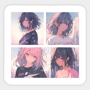 Anime Girls Harem Sticker